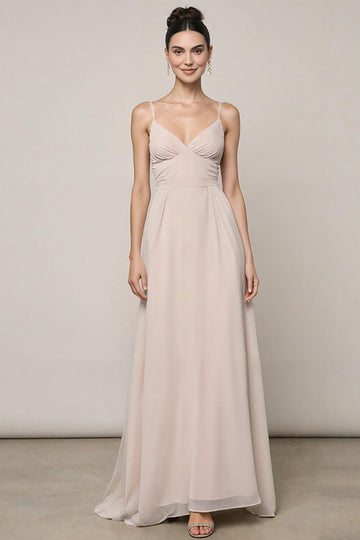 Ivory A Line Spaghetti Straps Long Formal Dress